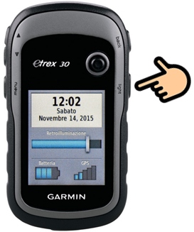 visualizzazione livello batteria nel Garmin Etrex