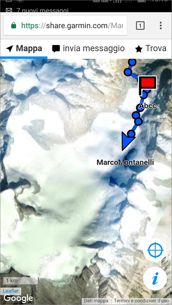 inreach, monitoraggio da smartphone