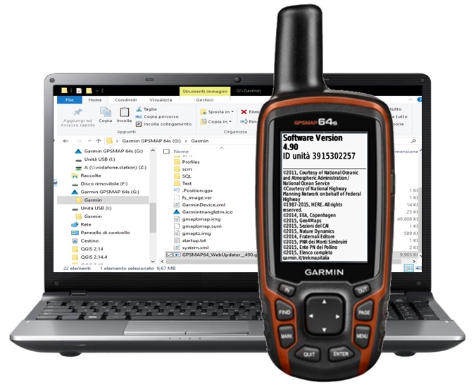 Garmin gpsmap 64s con versione firmware