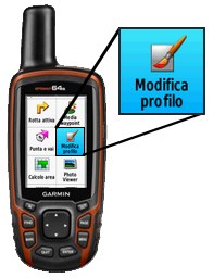 Garmin gpsmap 64s imposta profilo